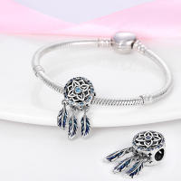 Pulsera Fit Original de 3mm en Plata Esterlina S925 con Pluma de Dreamcatcher y Cuentas DIY para Mujeres Joyería Fina de Cumpleaños - details 43