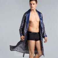 Bata de talla grande 3XL 4XL 5XL para hombre, ropa de dormir, Kimono a rayas azul marino, albornoz con bolsillo, ropa de verano de satén para el hogar, ropa de salón - details 8