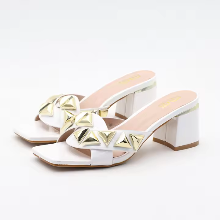 Correade una sola pieza con puntera abierta y tacón grueso y sandalias y pantuflas exteriores sencillas y versátiles para mujer. - 1