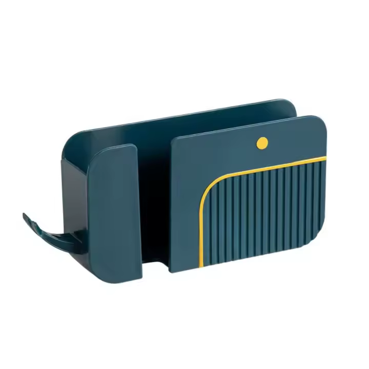 Caja de almacenamiento de plástico para Control remoto, montado en la pared para estante de almacenamiento 2 en 1 teléfono móvil, multiusos, ahorro de espacio, soporte de almacenamiento de restos - 1