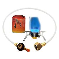 Estufa de gas para acampar al aire libre, botella plana de GLP con llenado de propano, quemador, tanque de inflado, acoplador, adaptador de contenedor, ahorro de energía - details 2