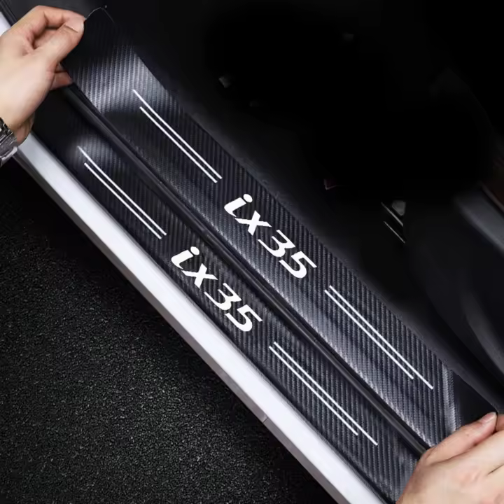 Pegatinas protectoras de Puerta de Coche para Hyundai, Decoración de Fibra de Carbono ix35, i10, i20, i30, i40, ix25, ix35, 4 Piezas - 1