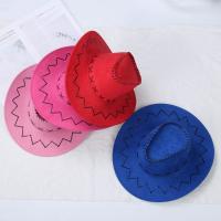 Fashion Unisex Suede Cowboy Hat Fancy Dress Jazz Hat Western Style Wide Brim Felt Fedora Hat Panama Cap Headwear Cap - details 9
