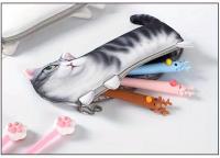 Cute Korean Cat Pencil Case - Student Stationery Bag, Cosmetic Bag, Coin Purse - details 3