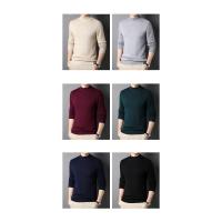 Suéter de Cachemira con Cuello medio alto para hombre, jerseys de punto para jóvenes, prendas de punto delgadas, 2025 - details 5