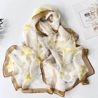 Pañuelo con estampado de rayas de cebra naranja para mujer, pañuelo elegante de gasa para playa, protector solar, Hijab fino de 50x160CM - details 4