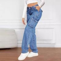 Pantalones Jeans de Denim de Pierna Recta para Mujer Pantalones Cargo de Bolsillo de Alta Calidad - details 5