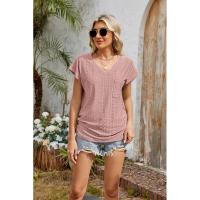 BUNO-2025 Camisetas para mujer de manga larga de algodón para mujer, camisetas con manga casquillo y cuello en V, camiseta informal holgada de manga larga de algodón para mujer - details 16