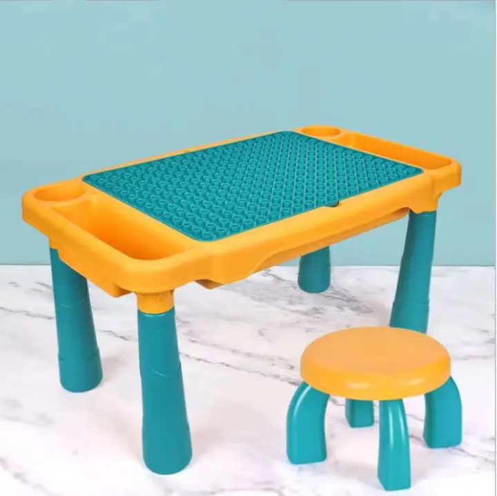 Juego de mesa y silla multifunción de doble tablero para actividades infantiles con almacenamiento - 1