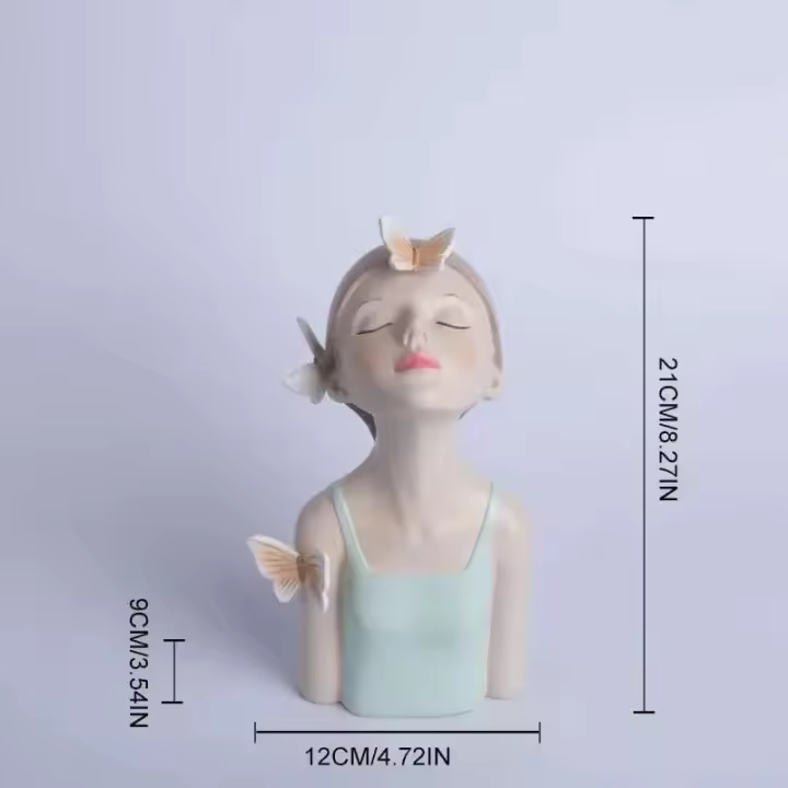 Ramo de Resina Moderno Escultura de Niña en Floral Adorno para Sala de Estar - 1