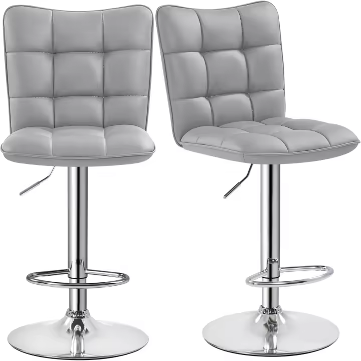 Juego de 2 taburetes de bar, taburete de altura ajustable de 92,5-113 cm, taburete industrial de metal, silla de cocina, taburete alto para cocina, bar, comedor, blanco. - 1