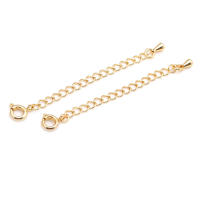 Cadenas de latón de Color dorado de 18K con extremo de gota, cadenas extensibles con cierres redondos de resorte, suministros de joyería Diy de alta calidad para mujer - details 34