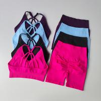 Conjuntos de Yoga de 2 uds., trajes de entrenamiento de cintura alta para mujer, ropa de gimnasio, trajes deportivos, chándal de Fitness, ropa deportiva, traje corto - details 6
