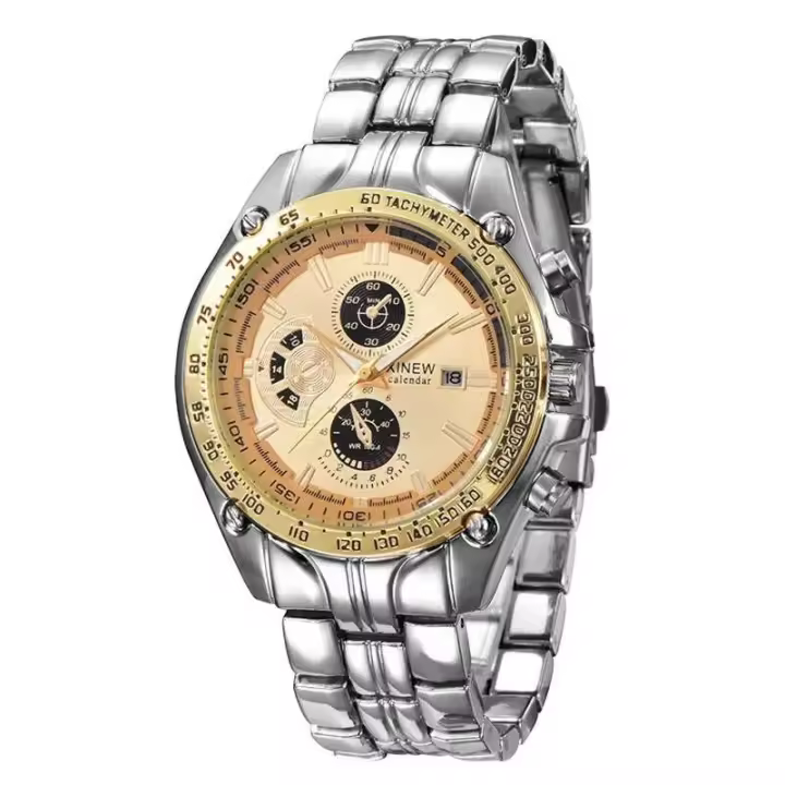 Reloj de Cuarzo de Fecha Sencilla de Marca XINEW Reloj de Lujo para Hombres con Correa de Cuero - 1