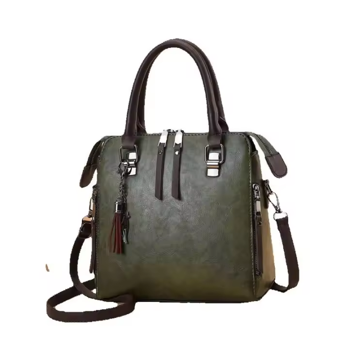 Bolso Retro para mujer, bolso tipo shopper de gran capacidad, ligero, con asa superior y borla de cuero PU, mochila de lujo de alta gama - 1