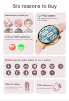 2025 Nuevo 1.27 pulgadas Resistente al agua, Recordatorio de ciclo fisiológico, Trajetoria de movimiento GPS, Frecuencia cardíaca, Presión arterial, Oxígeno en sangre, Música, Monitoreo del sueño, Reloj inteligente de moda para mujer para iOS y Android - details 1