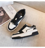 Zapatos blancos de plataforma de cuero, nuevas zapatillas versátiles en blanco y negro, zapatos de tablero de panda que aumentan la altura - details 26
