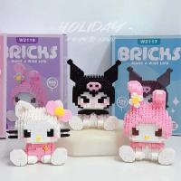 Anime Hello Kitty modelo de bloques de construcción juguetes ensamblados figura Sanrio Kuromi My Melody rompecabezas para niños regalo decoraciones de escritorio - details 0