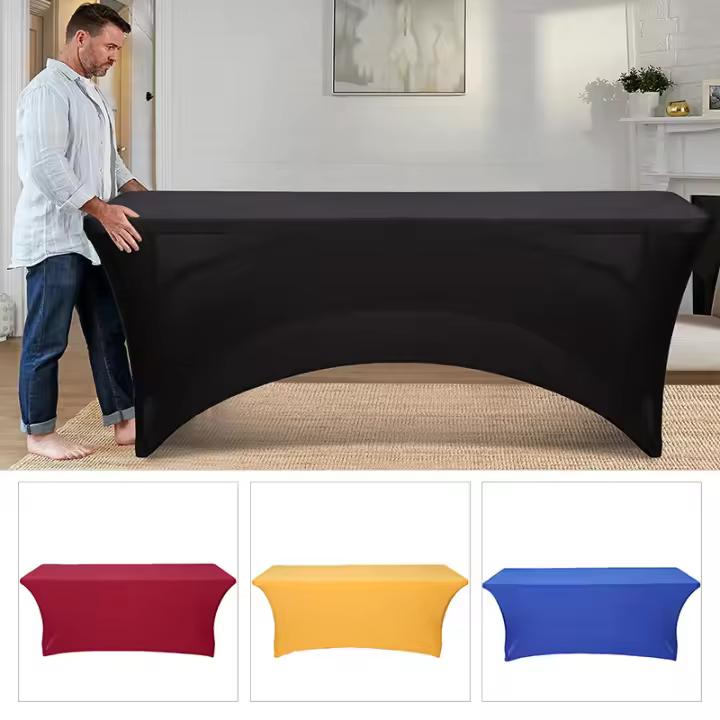 Outdoor Wedding Event Rectangular Elastic Tablecloth Bar Cocktail Table Cover Decoration - 1