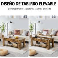 Mesa de Café Elevable y Extensible con Revistero 98x50x(41,8-56) cm Mueble para Sala de Estar y Comedor - details 25