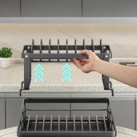 Organizador de Cocina de Carbono Negro Colador de Platos con Soporte de Utensilios y PortaCopas para Cortar - details 1