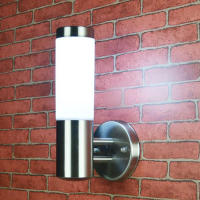 Luz led de pared para exteriores, lámpara de acero inoxidable plateado + pantalla lechosa impermeable para porche, aplique LED E27, luminaria de murale - details 5