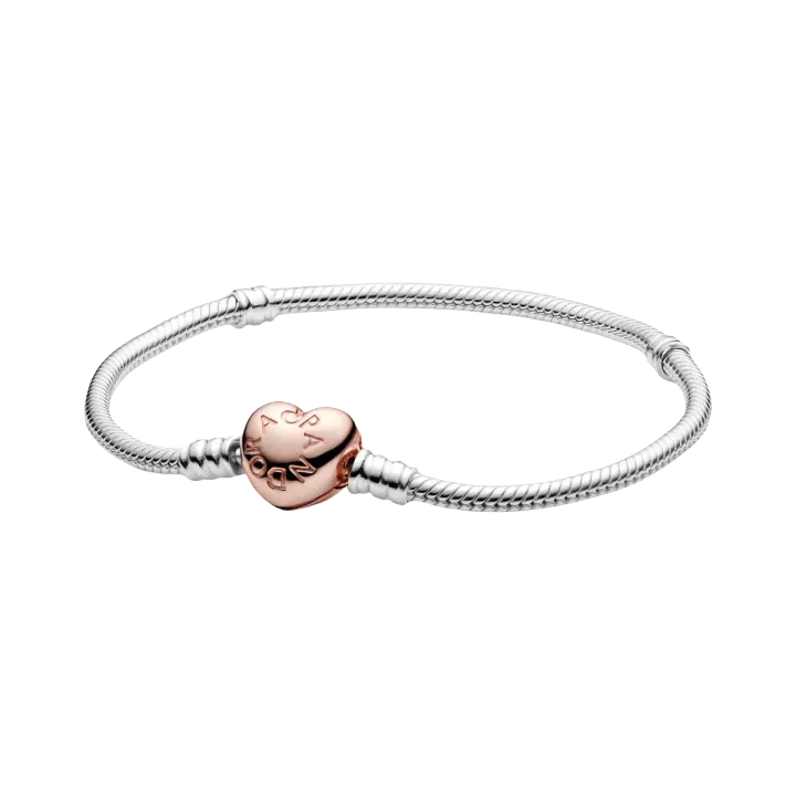 Pulsera Pandora Moments S925 con cierre de corazón rosa, para mujer, viene con caja de regalo original, ideal para regalar - 1