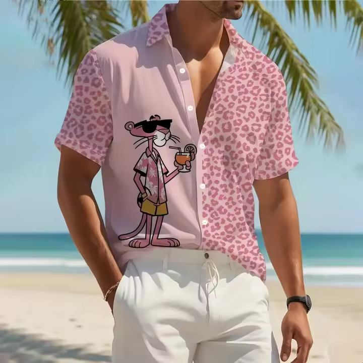 Camisa Casual de Poliéster con Estampado de Animal de Dibujos Animados - 1