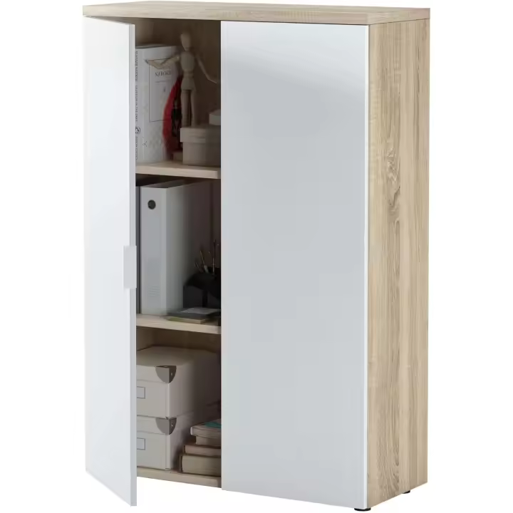Modelo Oficina, Acabado en Blanco Artik y Roble Canadiense, Medidas - 1