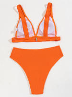 Bikini unicolor para mujer, traje de baño Sexy, conjunto de Bikini con Push-up, traje de baño brasileño, ropa de playa para verano - details 4