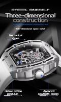 Reloj de Muñeca Mecánico de Lujo para Hombres Automático, Tonneau Deportivo, Carcasa de Silicona, Marca Fairwhale - details 5