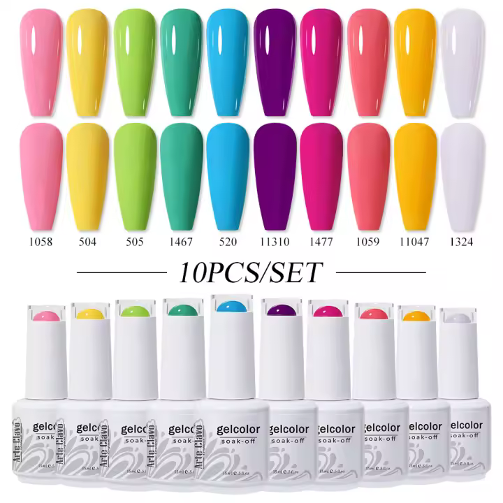 Arte Clavo-juego completo de esmaltes en Gel para uñas, Set completo de barniz semipermanente, 10 colores, 15ml - 1