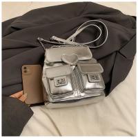 Diseño sentido nicho mochila plata amor de las mujeres nueva moda mochila versátil cadena cubo bolsa de viaje - details 15