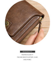 Cartera pequeña Vintage para hombre, monedero corto de cuero PU, Color sólido, con cierre y cremallera - details 2