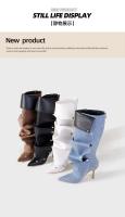 Nuevas botas de piel negras para mujer con punta cuadrada y suela gruesa - details 7