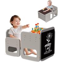 Conjunto de Mesa y Silla Montessori para Niños 2 en 1, de Madera Ajustable con Pizarra, Ideal para Actividades y Dibujo, Blanco - details 7