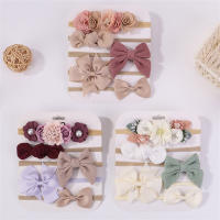 Set De 5 Diademas Elásticos Con Lazo Para Bebé Niña Algodón Nylon Decorativos Con Flores Bonitos Accesorios Para Cabello Para Niñas - details 5