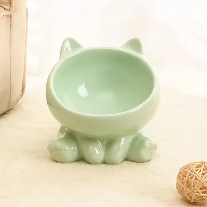 Bol para Gato de Cerámica Patas Altas Diagonales Protección Cervical para Perros - 1