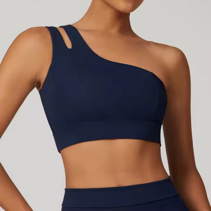 Sujetador deportivo de hombro con diseño hueco asimétrico, sujetador de Yoga, Top deportivo de alto soporte, ropa deportiva para mujer - 1