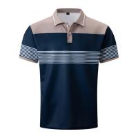Nueva camisa POLO informal para hombre, botón con cuello en V, camiseta versátil a rayas de negocios, top - details 2