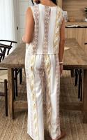 "Conjunto de Verano Mujer 2025 – Blusa Sin Mangas Estampada + Pantalones Holgados, Moda Europea, Fresco y Cómodo" - details 4