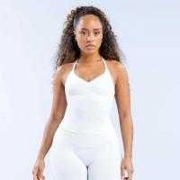 Chaleco deportivo sin costuras para mujer, de secado rápido, sostenible, sin espalda, estampado sólido, ligero, transpirable, para fitness. - details 7