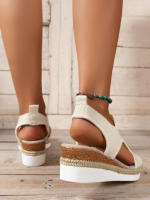 Sandalias de plataforma de malla para mujer, zapatos de cuña con punta abierta, ligeros e informales, novedad de verano - details 11