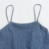 OUWU-Vestido Midi plisado con espalda descubierta y azul a la moda para mujer, vestidos Vintage elegantes con tirantes finos y cuello cuadrado para - details 3