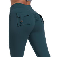 Pantalones deportivos elásticos para mujer, gimnasio con bolsillos, entrenamiento para correr, pantalones altos SexIs Belta, levantamiento de glúteos de Color sólido - details 20