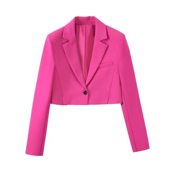 BUNO-Conjunto de chaqueta de estilo europeo para mujer, minitraje informal de solapa corta, ropa de oficina a la moda, color rojo, Otoño, 2025 - 1