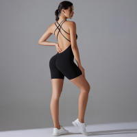Hamidou-Conjunto de Yoga con espalda descubierta para mujer, Body de Fitness de alta elasticidad, ropa de gimnasio deportiva, Top corto de Fitness, Shockpro - details 15