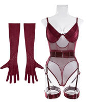 Nueva lencería erótica banda empalme guantes ajustados conjunto de tres piezas camisón camisón ropa interior sexy lencería erótica para mujeres - details 25