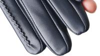Guantes de piel de oveja para mujer, manoplas cortas de terciopelo fino para pantalla táctil, de cuero, de buena calidad, para invierno, 2226 - details 173