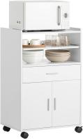 Mueble Auxiliar de Cocina Aparador Auxiliar Bajo de Cocina para Microondas con 2 Puertas y 1 Cajón L59 x P40 x H92 cm FSB09-W ES - details 0